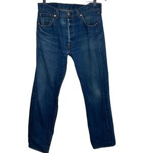 Levi's 501 Button Fly Medium Wash Straight Leg Jeans Size 34 x 34 BLEMISH